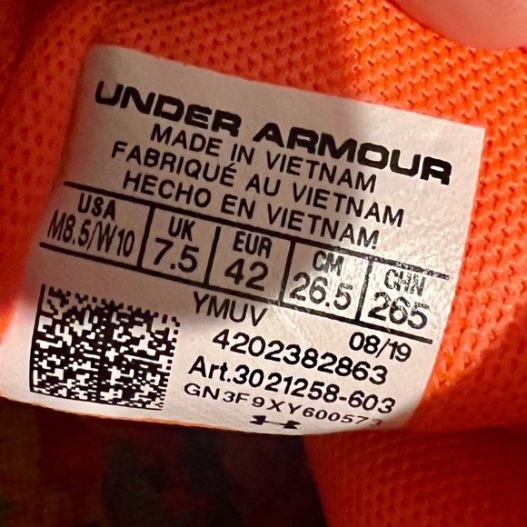 LIKE NEW GUC Under Armour Steph Curry 7 Sour Patch Kids Peach Plasma Shoes ‘19 - Picture 11 of 11